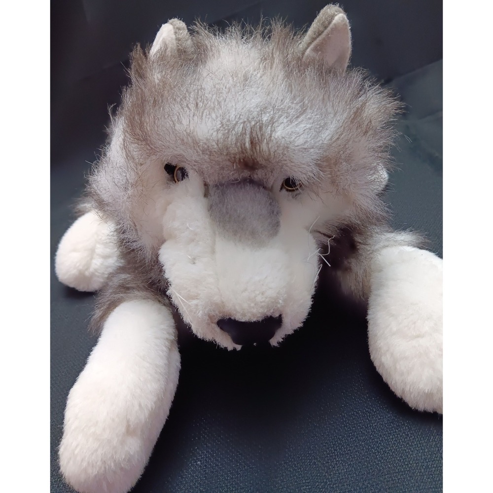 Folkmanis Timber Wolf Hand Puppet Realistic Gray White Plush 17‎ inch 2171